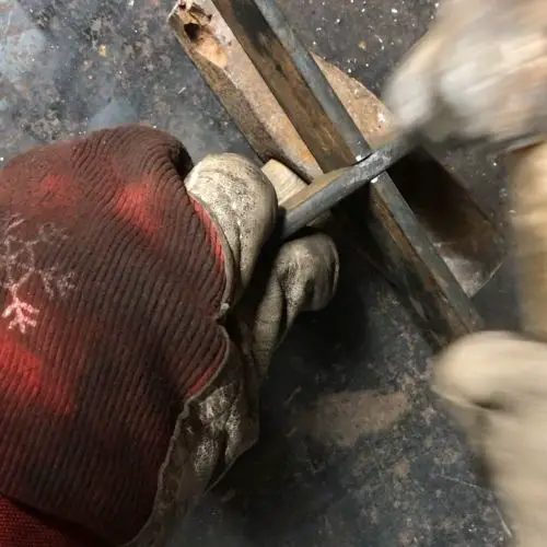 hammering flat bar together